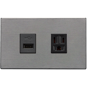 一USB充電插座+一附接地插座