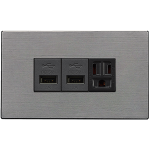 二USB充電插座+一附接地插座
