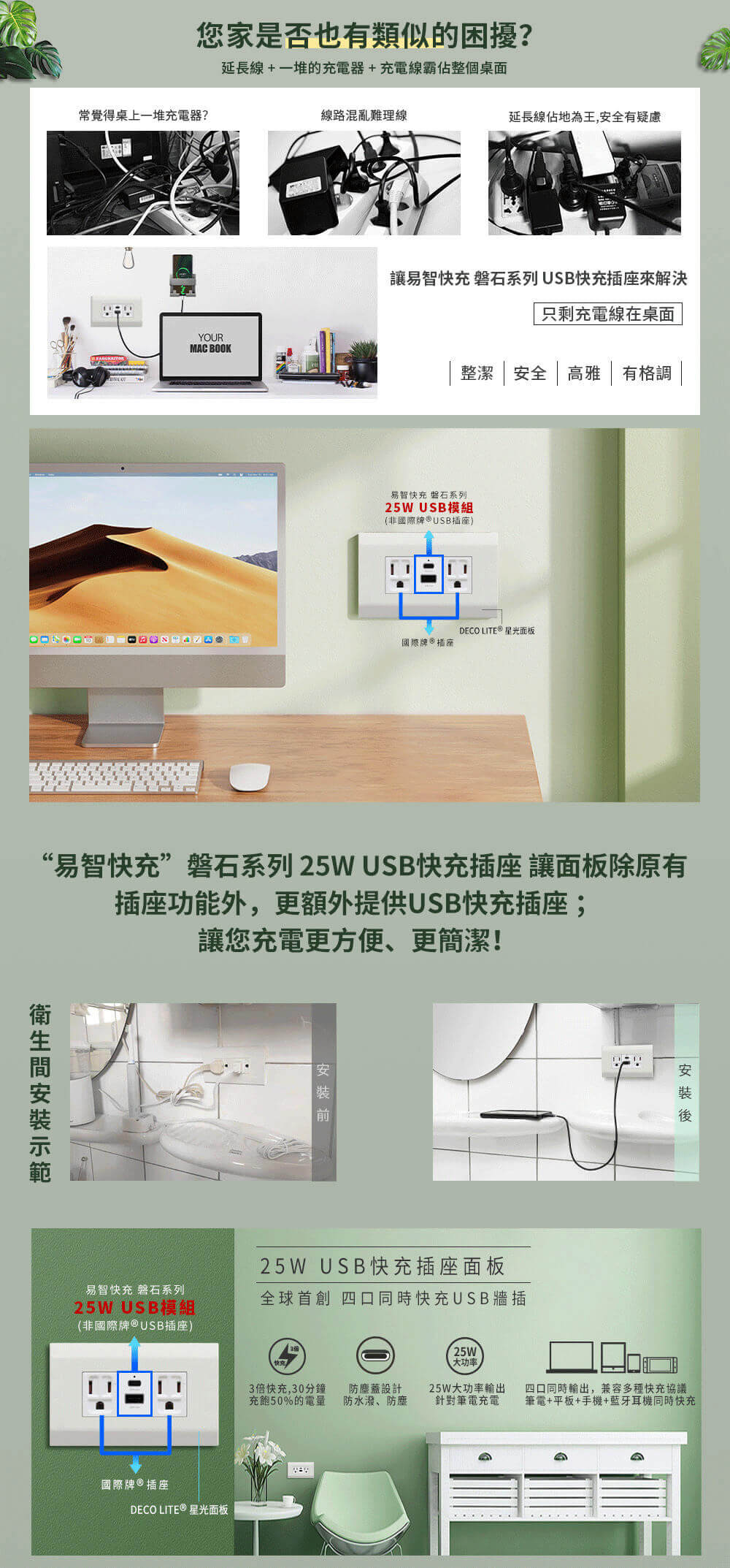 USB插座-易智磐石25W+ 星光面板| 立宇生活科技