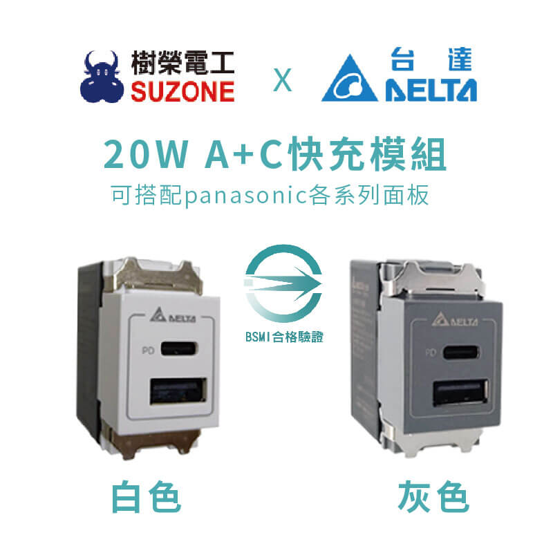 樹榮台達電20W USB快充模組(1A1C)