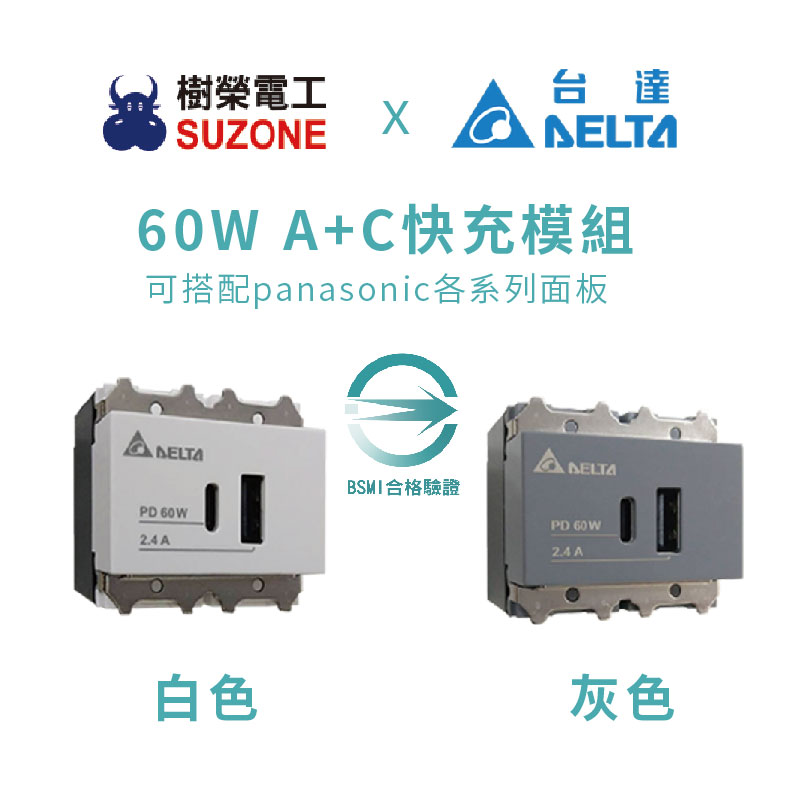樹榮台達電60W USB快充模組(1A1C)