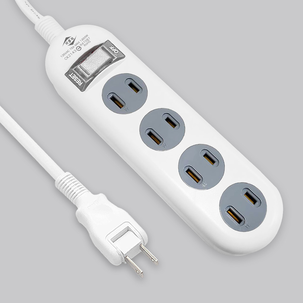 充電配件-1開4座6尺延長線 | 過載斷電保護