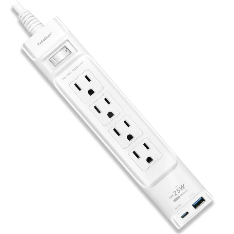 充電配件-25W USB 1開4插氮化鎵6尺快充延長線
