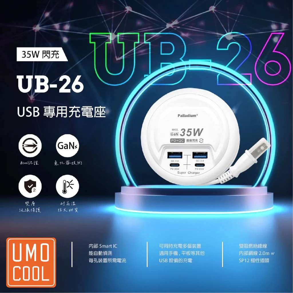 充電配件-35W USB氮化鎵快充電源供應器(4孔):圖片 6