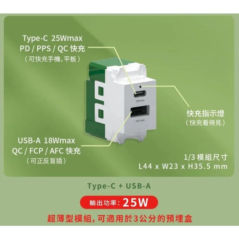 USB插座-易智磐石25W 省空間面板:圖片 4