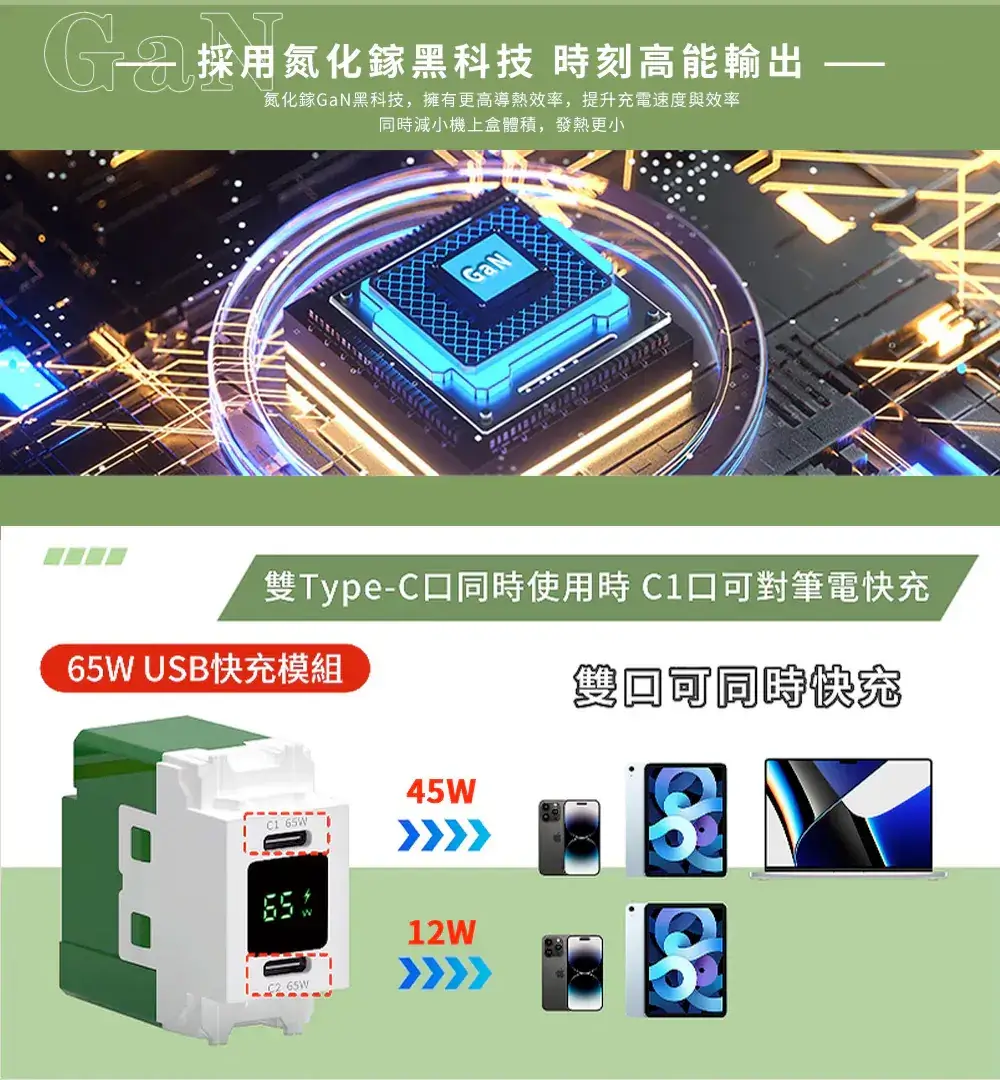 USB插座-易智磐石65W 86 歐規面板 (2孔):圖片 9